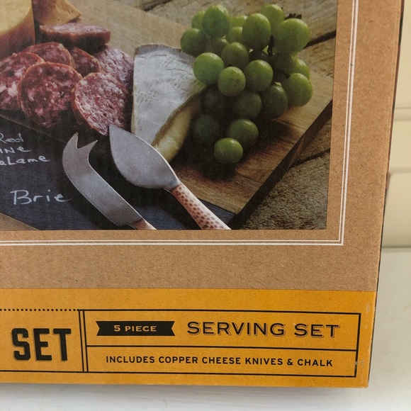 NEW Acacia Wood & Slate Cheese Charcuterie Board Serving Set - Picture 4 of 7